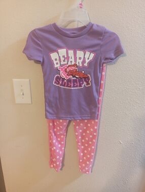 Beary Sleepy Girls Purple & Pink Pajama Set